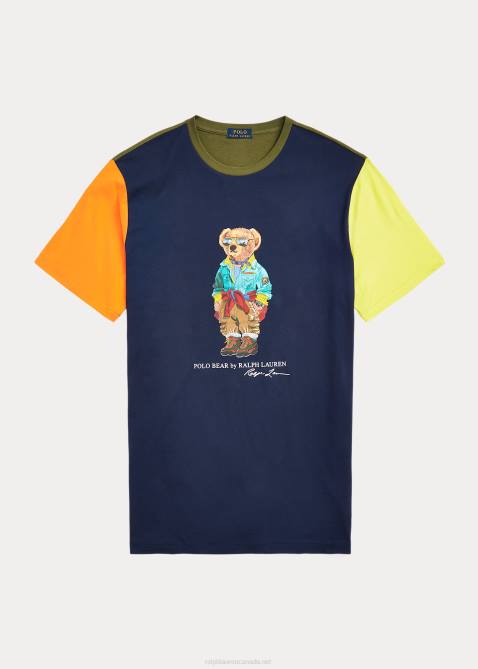 Men Ralph Lauren Polo Bear Color-Blocked Jersey T-Shirt 4DJ21328 Cruise Navy Bear