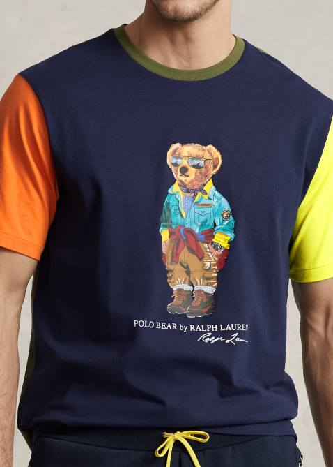 Men Ralph Lauren Polo Bear Color-Blocked Jersey T-Shirt 4DJ21328 Cruise Navy Bear
