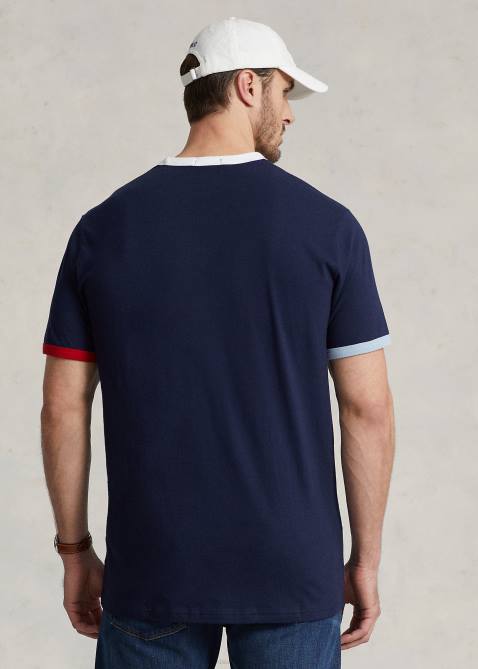 Men Ralph Lauren Polo Bear Jersey T-Shirt 4DJ21444 Cruise Navy Red