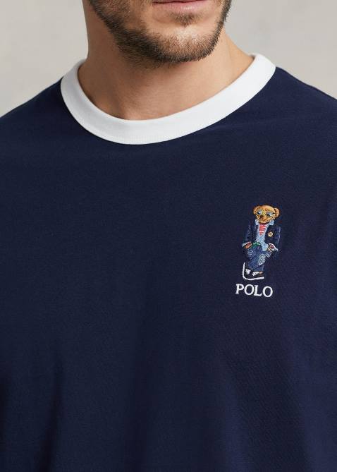 Men Ralph Lauren Polo Bear Jersey T-Shirt 4DJ21444 Cruise Navy Red