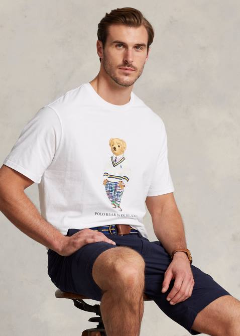 Men Ralph Lauren Polo Bear Jersey T-Shirt 4DJ21493 White Preppy Bear