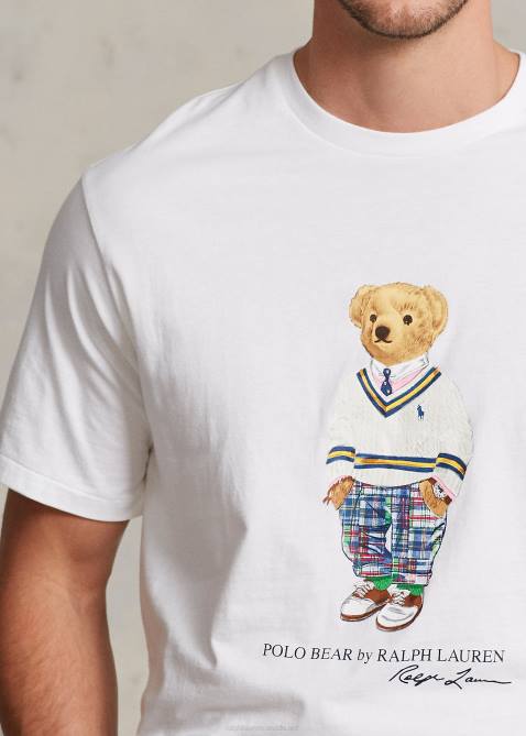 Men Ralph Lauren Polo Bear Jersey T-Shirt 4DJ21493 White Preppy Bear