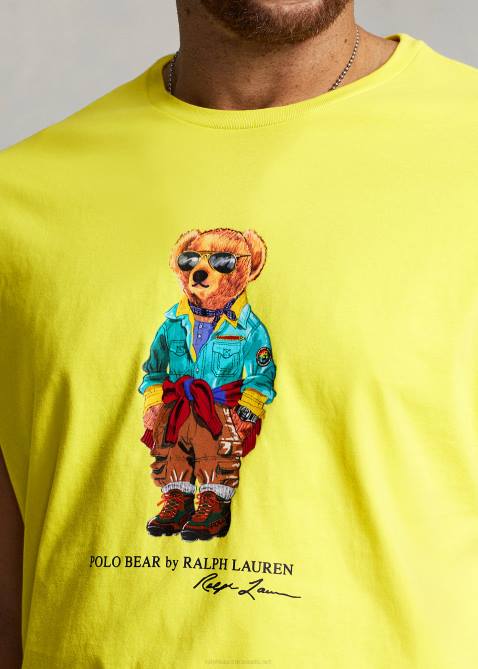 Men Ralph Lauren Polo Bear Jersey T-Shirt 4DJ21566 Laser Yellow Bear