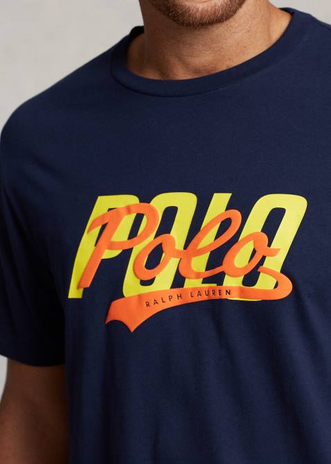 Men Ralph Lauren Stacked-Logo Jersey T-Shirt 4DJ21427 Cruise Navy