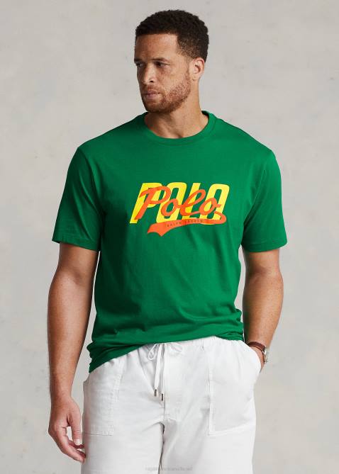 Men Ralph Lauren Stacked-Logo Jersey T-Shirt 4DJ21428 Primary Green