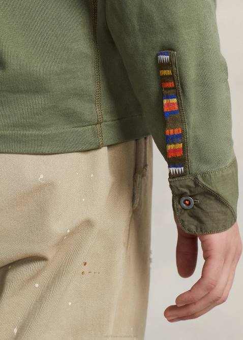 Men Ralph Lauren Stenciled Jersey Henley Shirt 4DJ28479 Garden Trail