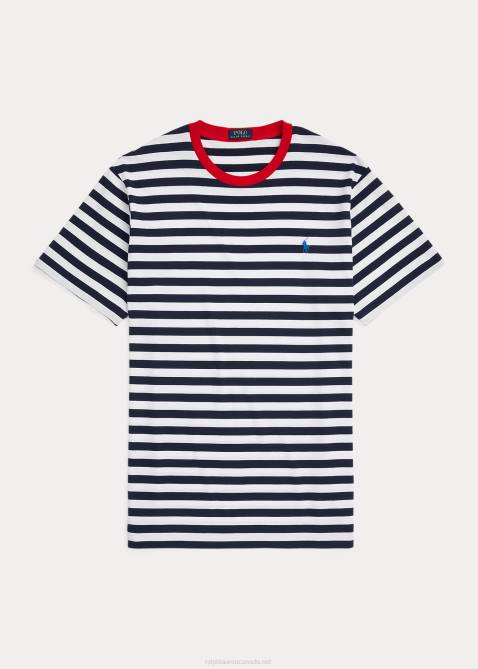 Men Ralph Lauren Striped Jersey Crewneck T-Shirt 4DJ21411 Cruise Navy/White