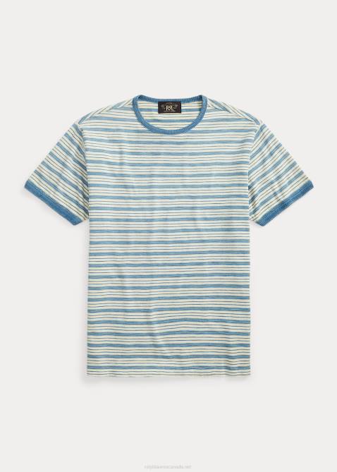 Men Ralph Lauren Striped Jersey Ringer T-Shirt 4DJ21749 Indigo/Cream