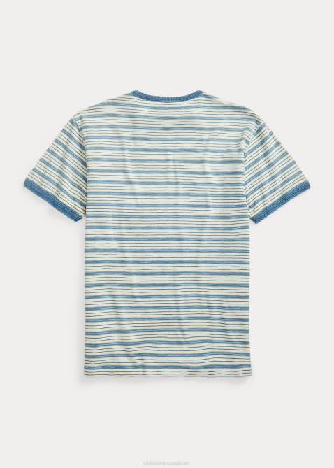 Men Ralph Lauren Striped Jersey Ringer T-Shirt 4DJ21749 Indigo/Cream