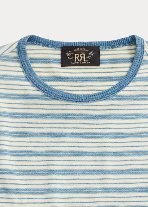 Men Ralph Lauren Striped Jersey Ringer T-Shirt 4DJ21749 Indigo/Cream