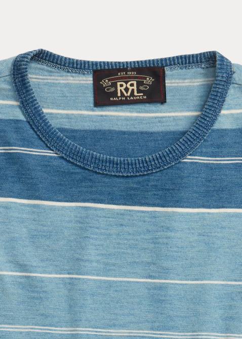 Men Ralph Lauren Striped Jersey T-Shirt 4DJ21689 Indigo/Cream